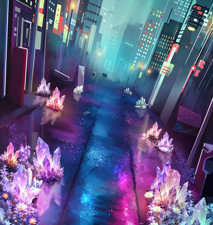 Cyuuneia&#39;s Cyber Meadow City Background